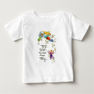 "May Angels Always Watch Over You" drawing Pers Baby T-Shirt