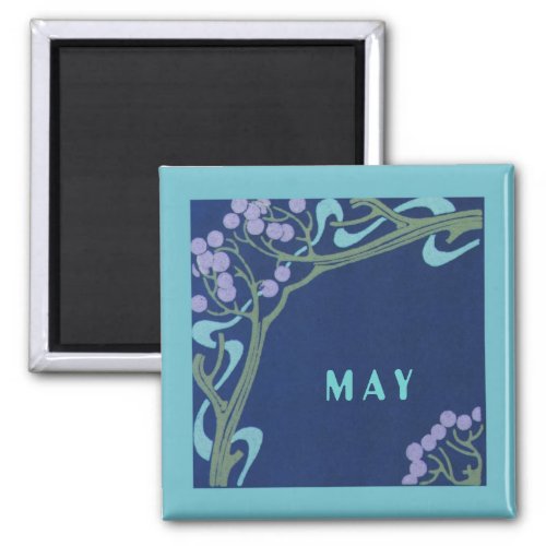 May Art Nouveau Square Magnet by Janz