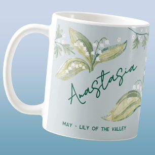 May Birth Flower Custom Name Lily of the Valley Coffee Mug