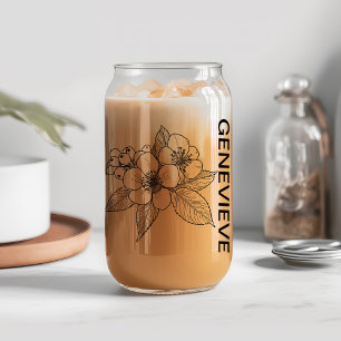 May Birth Flower Hawthorn with Custom Name Can Glass