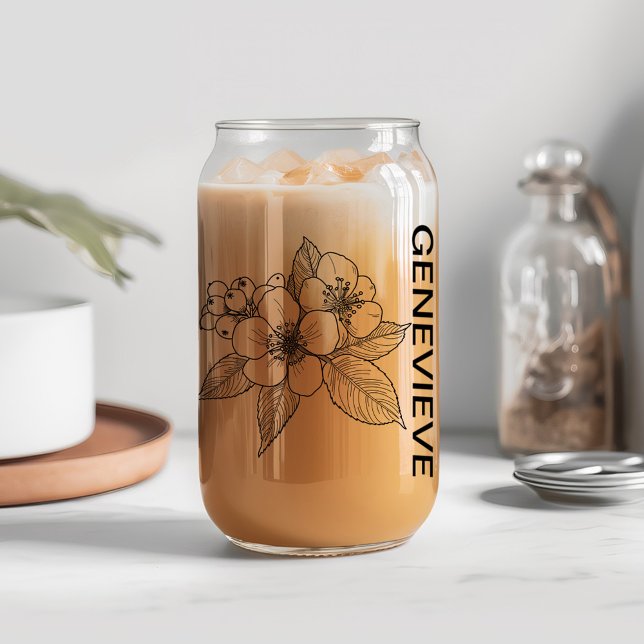 May Birth Flower Hawthorn with Custom Name  Can Glass (Creator Uploaded)