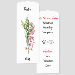 May Birth Flower Lily of the Valley & Hawthorn Bookmarks