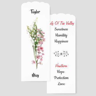 May Birth Flower Lily of the Valley & Hawthorn Bookmarks