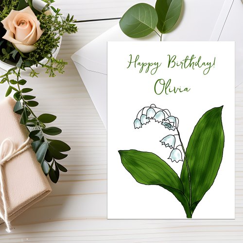 May birth flower Lily of the valley Minimalist  Holiday Card