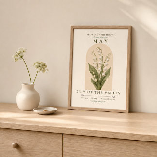May Birth Flower Lily of the Valley Poster