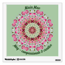 May Birth Flower Name Custom Removable Mandala Art Wall Decal