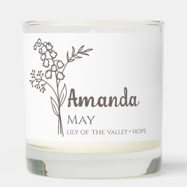 May Birth Flower Personalized Gift For Women Scented Candle (Front)