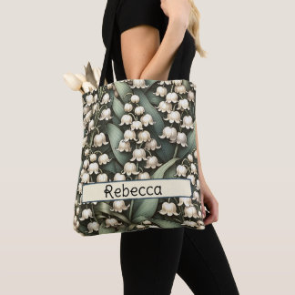 May Birth Flower Personalized Lily of the Valley Tote Bag