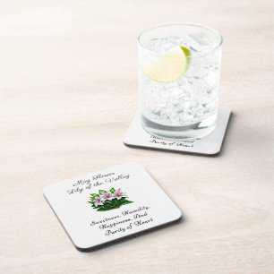 May Birth Month Flower Lily of the Valley Floral Beverage Coaster