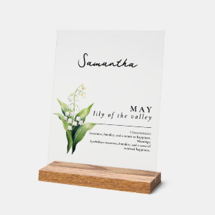 May Birth Month Flower Lily Personalized Acrylic Sign