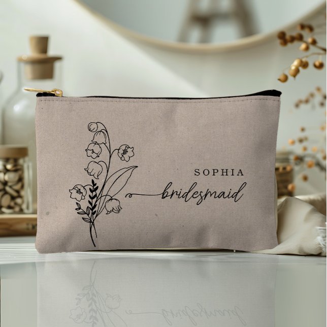 May Birth Month Flower Personalized Bridesmaid Accessory Pouch (Creator Uploaded)