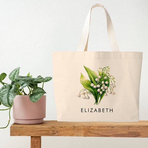 May Birth Month Flower Personalized Gift for Her Large Tote Bag