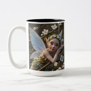 May Birth Month - Hawthorn Flower Fairy - Two-Tone Coffee Mug