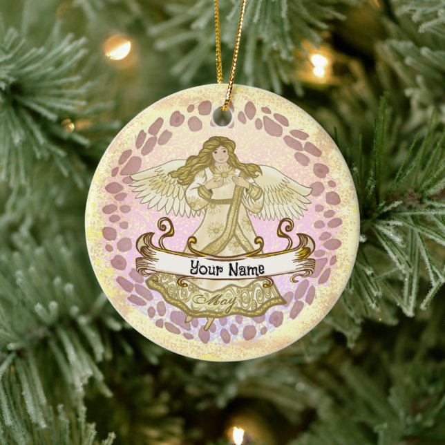 May Birthday Angel Ceramic Ornament (Tree)