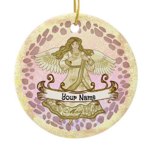 May Birthday Angel Ceramic Ornament
