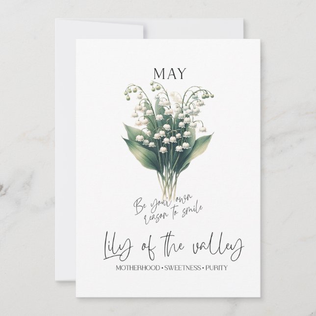 May Birthday Birth Month Flower Lily Of The Valley Holiday Card (Front)