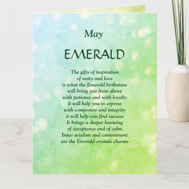 May birthday birthstone Emerald greeting Card (Front)