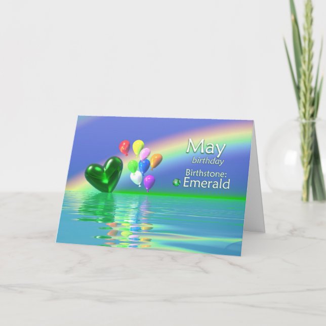 May Birthday Emerald Heart Card (Front)