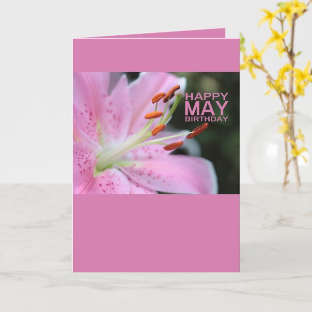 May Birthday Lily Birth Month Flower Card (Yellow Flower)