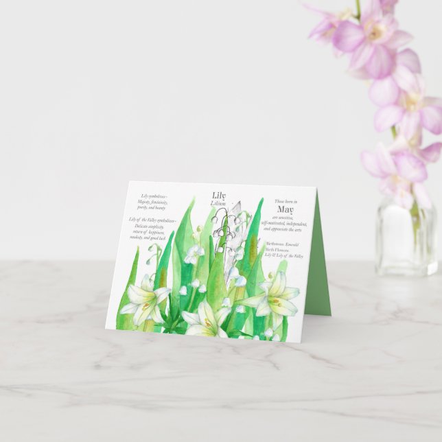 May Birthday Lily Of The Valley Flowers Card (Orchid)