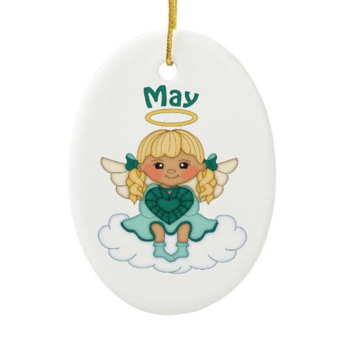 May Birthstone Angel Blonde Ceramic Ornament