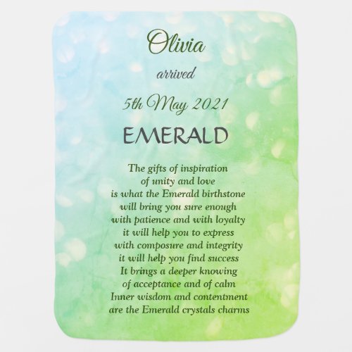 May Birthstone Emerald design Baby Blanket