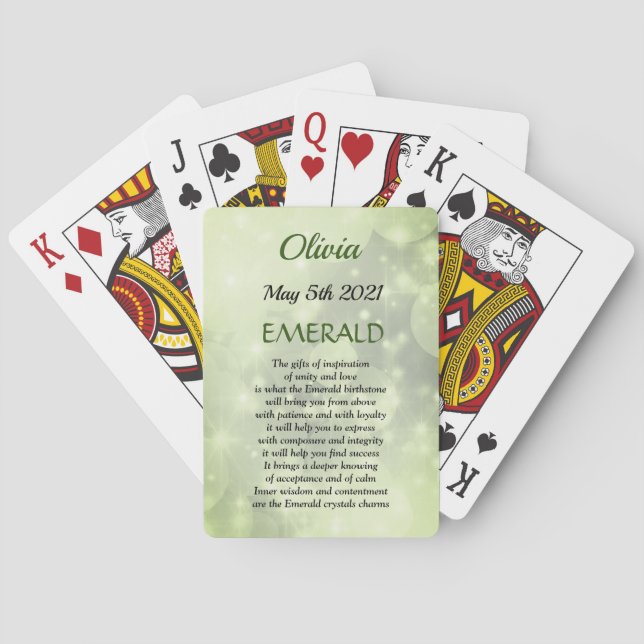 May Birthstone Emerald design Poker Cards (Back)