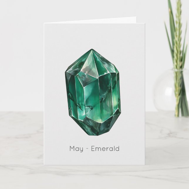 May Birthstone Emerald Happy Birthday Card (Front)