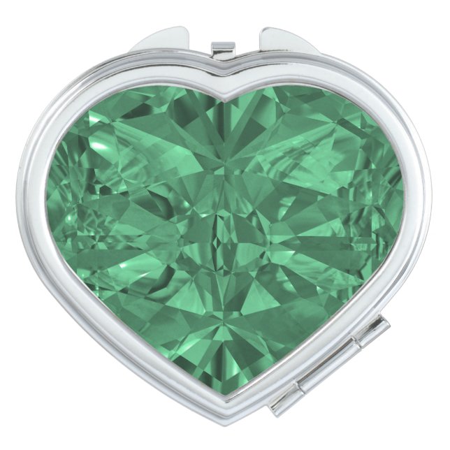 May birthstone Emerald Heart Compact Gemstone Compact Mirror (Front)