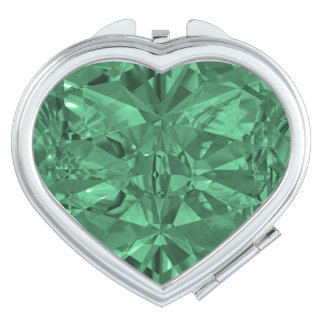 May birthstone Emerald Heart Compact Gemstone Mirror
