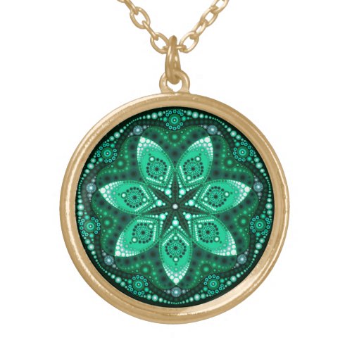 May Birthstone Emerald Mandala Necklace