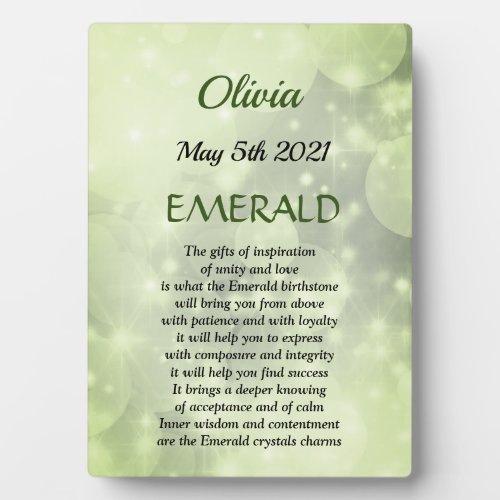 May Birthstone Emerald Tabletop Plaque with Easel