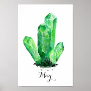 May Birthstone - Emerald Watercolor Poster
