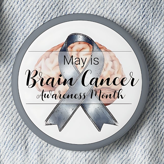 May Brain Cancer Awareness Month Button (May is Brain Cancer Awareness Month pinback button.)