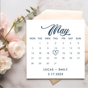 May Calendar Dark Blue Wedding Napkins