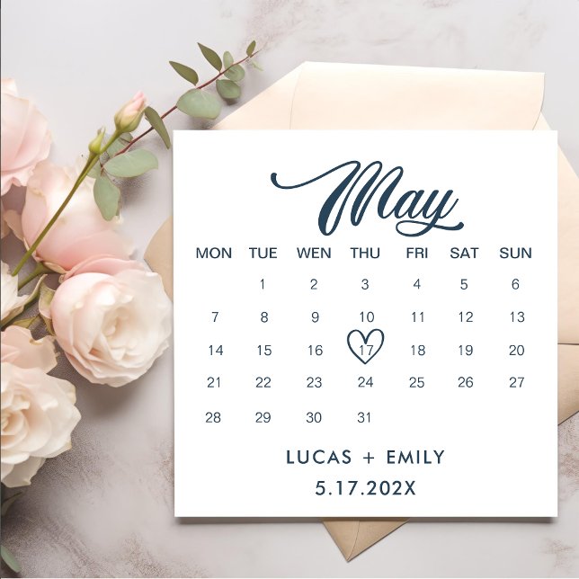 May Calendar Dark Blue Wedding Napkins (Creator Uploaded)