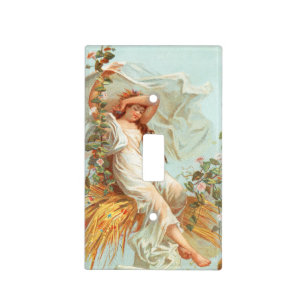 May Christmas be Bright and Happy, Antique Card Light Switch Cover