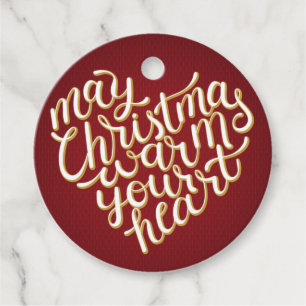 May Christmas warms your heart typography Text Favor Tags