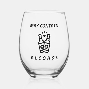 May Contain Alcohol Stemless Wine Glass – Funny