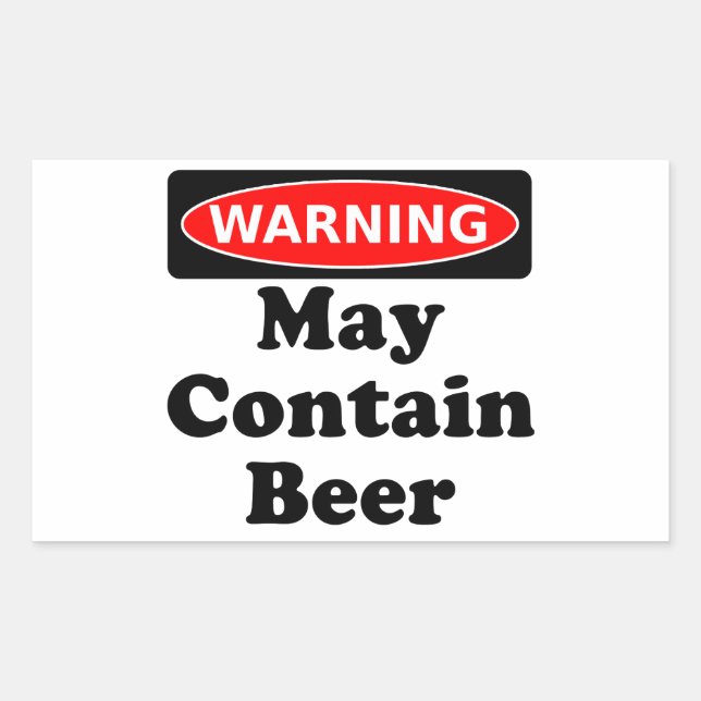 May Contain Beer Rectangular Sticker (Front)