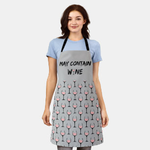 May Contain Wine Rose Wine Apron