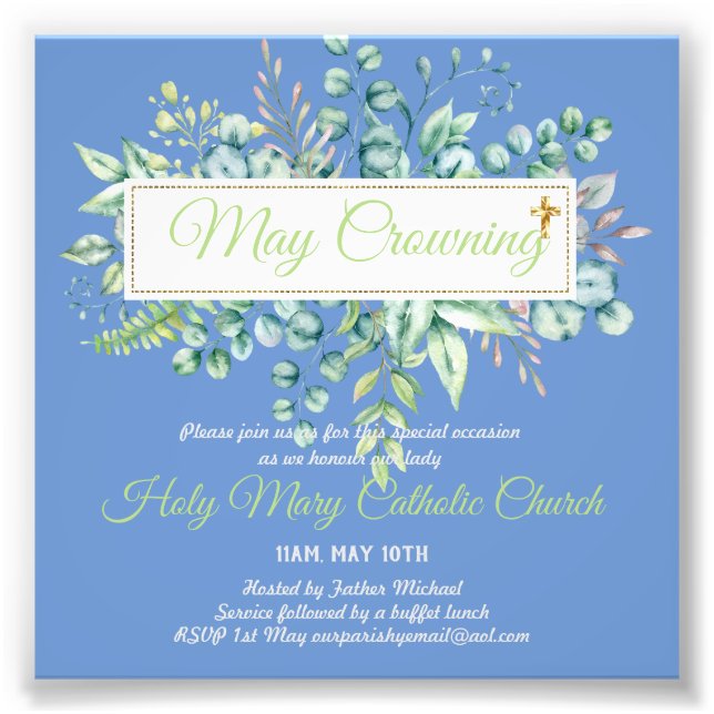 May Crowning Invites Virgin Mary Catholic Invites Photo Print (Front)