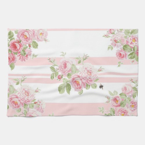 May Day Summer Roses peony stripe Towel