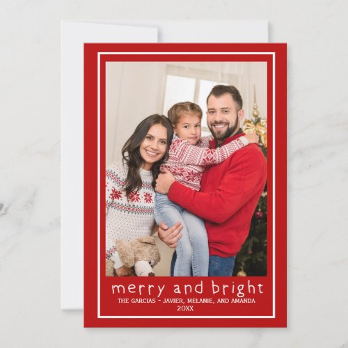 May Days Be Merry  Bright Red Typography Photo Holiday Card