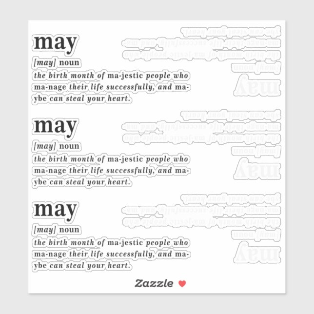 May Definition Birthday Sticker (Sheet)