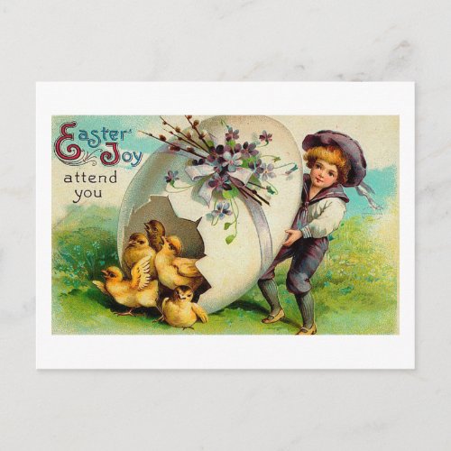 May Easter Joy Attend You Vintage Easter Holiday Postcard