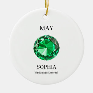May Emerald Personalized Birthday Card Ceramic Ornament