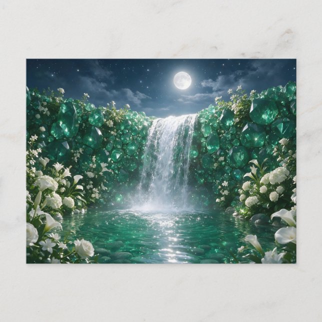 May Emerald Waterfall Postcard (Front)