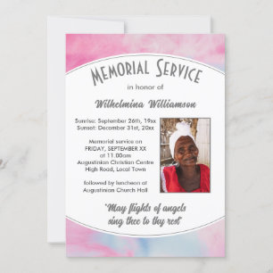 MAY FLIGHTS OF ANGELS Memorial Service Invitation