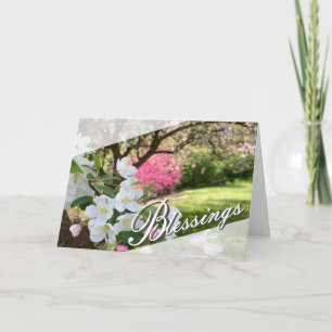 May Flowers Pink Blessings Greeting Card
